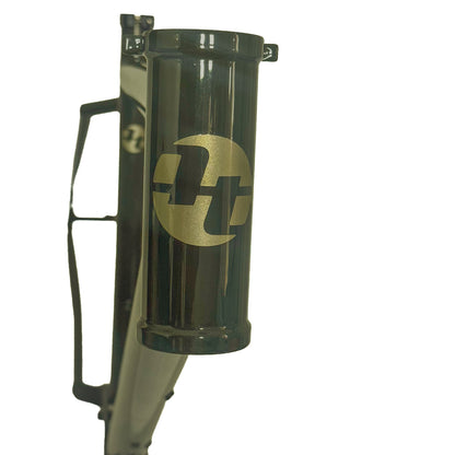 Tout Terrain Outback Xplore II 29 head tube with Tout Terrain logo, Black Olive steel frame detail